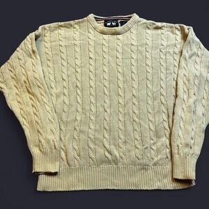 Vintage tan cable knit earth grunge sweater size medium‎